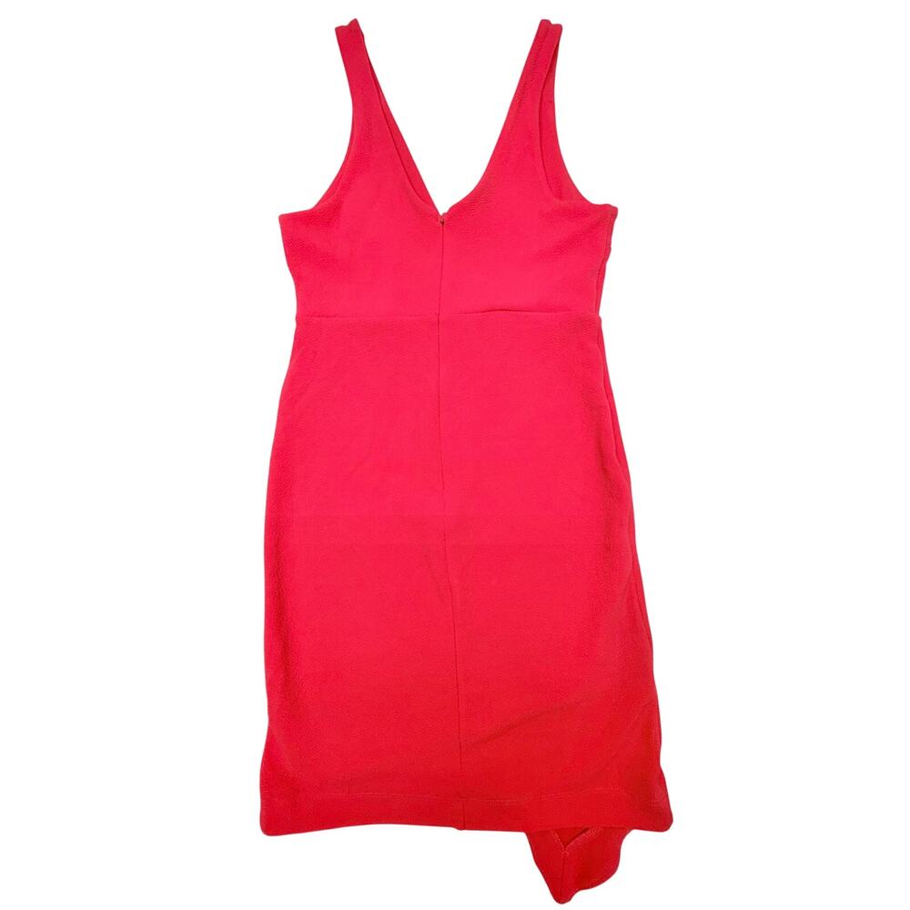 Leith Women’s XS Coral Red Wrap Bodycon Dress Sleeveless V Neck Asymmetrical